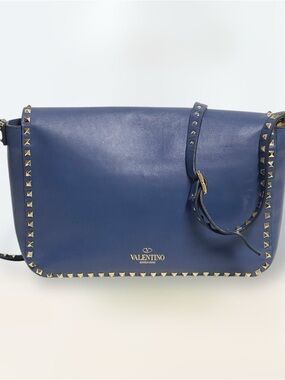 Valentino Garavani Blue Leather Rockstud Crossbody Bag